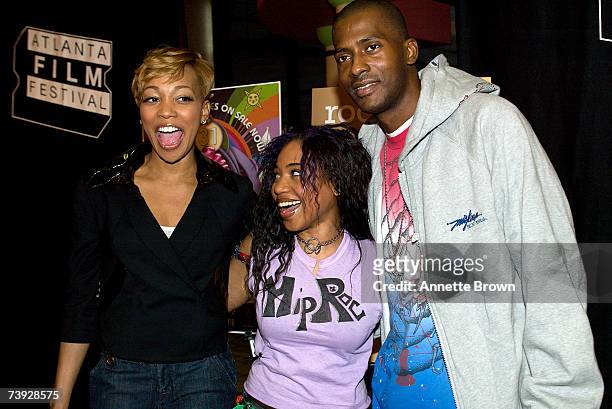 Singer, Monica , Lisa Lopes' sister, Reindrop , and music producer, Rico Wade , arrive at the Atlanta Film Festival for VH1's premier of "Last Days...