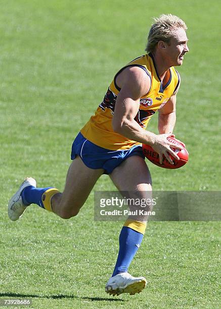 Michael Braun of the Eagles in action during a West Coast Eagles AFL training session at Subiaco Oval on April 20, 2007 in Perth, Australia.