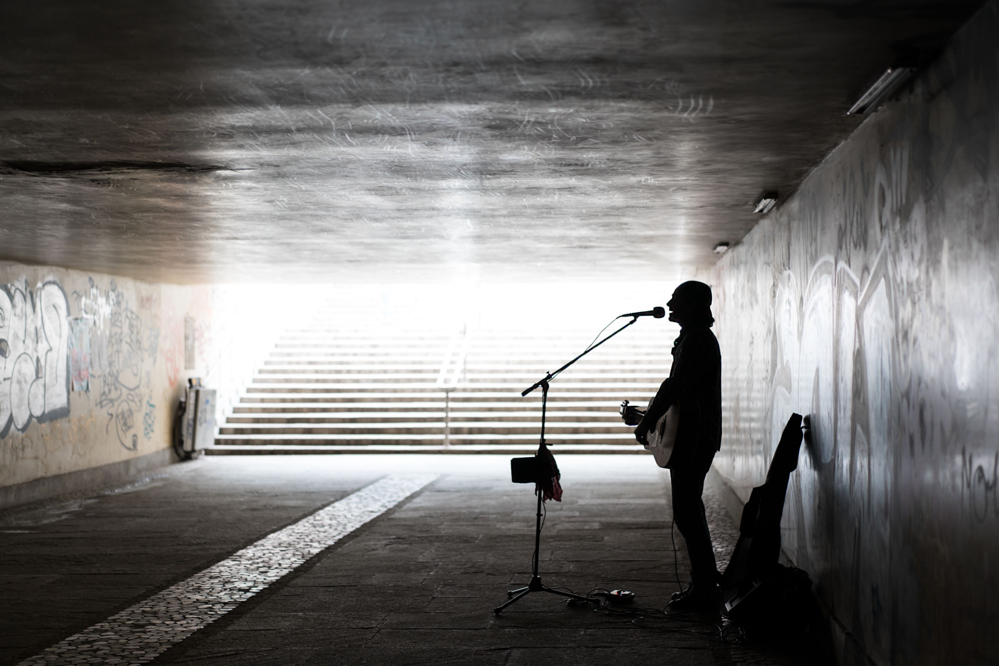 musician with equipment