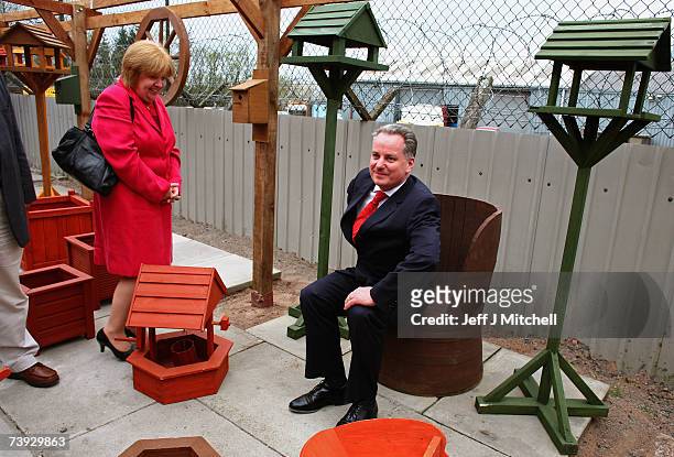 First Minister Jack McConnell of the Scottish Labour Party visits Blackburn Local Employment Scheme April 20, 2007 in Bathgate, Scotland. Mr...