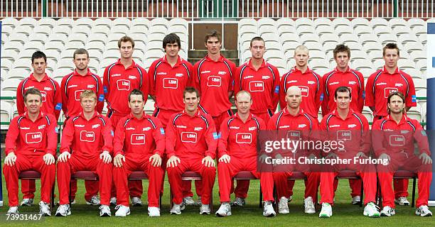 Lancashire players pose for a team photograph during the Lancashire CCC Photocall at Old Trafford on April 5, 2007 in Manchester, England. Back Row,...