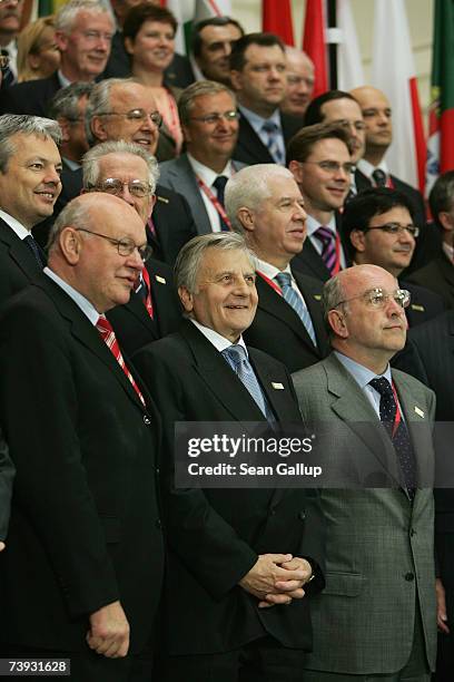 Jean Claude Trichet , President of the European Central Bank, European Commissioner for Economic and Monetary Affairs Joaquin Almunia and former...