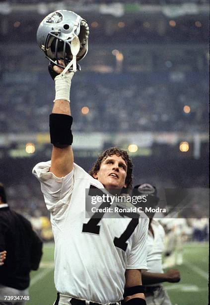 Joe Campbell of the Oakland Raiders celebrates after winning Super Bowl XV against the Philadelphia Eagles on January 25, 1981 in New Orleans,...