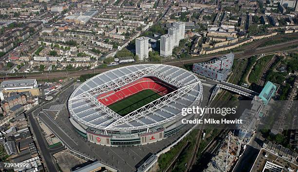 An aerial view of the Emirates Stadium, home of Arsenal football club on April 20, 2007 in Ashburton Grove, Holloway, north London, England.