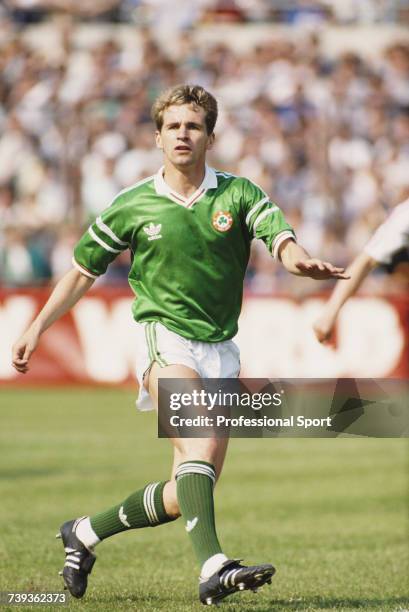 English born footballer and defender with the Republic of Ireland national football team, Chris Morris pictured in action for the Republic of Ireland...