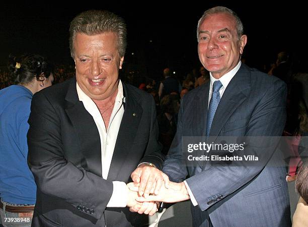 Vittorio Cecchi Gori and Gianni Letta attend the 'Tutto Dante' performance by Roberto Benigni at Teatro Tenda on April 20, 2007 in Rome, Italy.