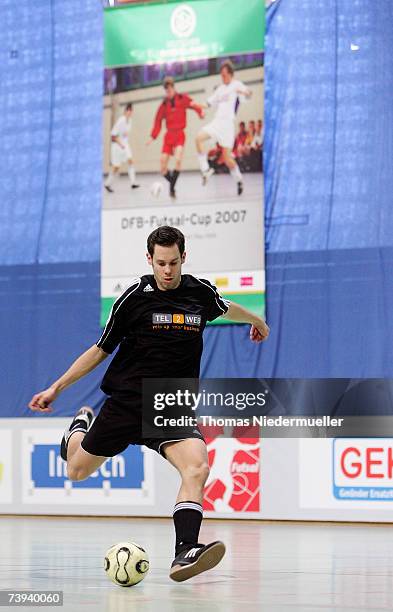 Musafa Boussuf of Bad Vilbel in action during the Futsal Cup match between Futsal Panther Muenster and FV bad Vilbel at the Karl Rau Halle on April...