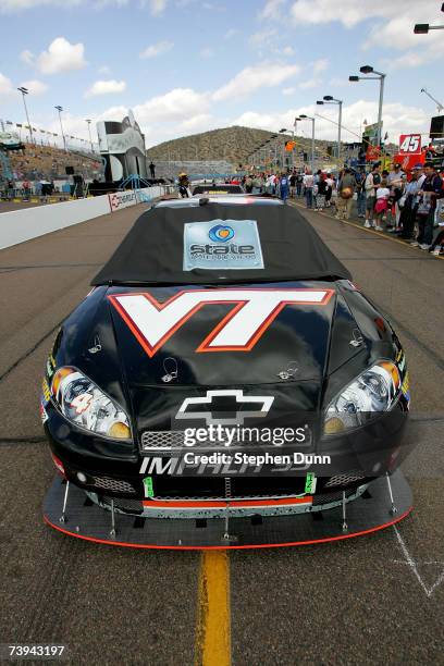 The car of Ward Burton, driver of the State Water Heaters Chevrolet, sits on pit road prior to the NASCAR Nextel Cup Series Subway Fresh Fit 500 at...