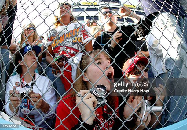 Fans cheer during the NASCAR Nextel Cup Series Subway Fresh Fit 500 at Phoenix International Raceway on April 21, 2007 in Avondale, Arizona.
