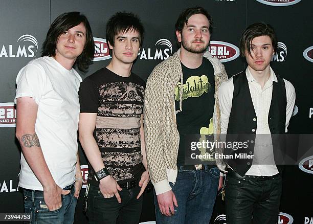 Rock group Panic! at the Disco arrives at a Gwen Stefani concert serving as the grand opening of The Pearl concert theater at the Palms Casino Resort...