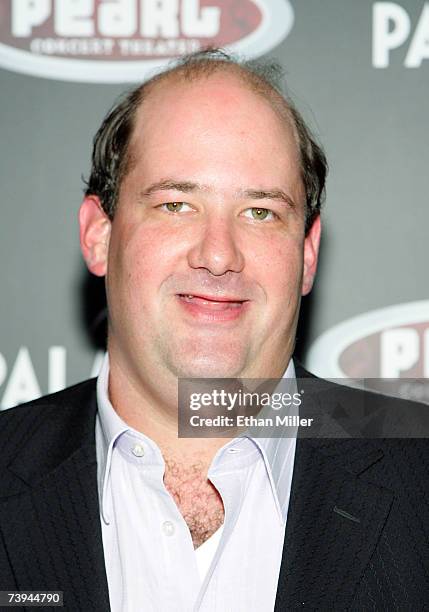 Actor Brian Baumgartner arrives at a Gwen Stefani concert serving as the grand opening of The Pearl concert theater at the Palms Casino Resort April...