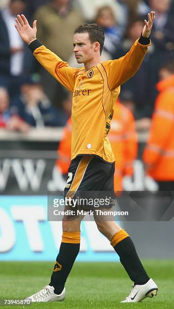 Michael McIndoe of Wolves celebrates his first goal during the Coca Cola Championship match between Wolverhampton Wanderers and Birmingham City at...