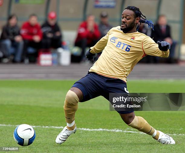 Brazil's Vagner Love of PFC CSKA Moscow in action during the Russian Football League Championship match between FC Moskva and PFC CSKA on April 22,...