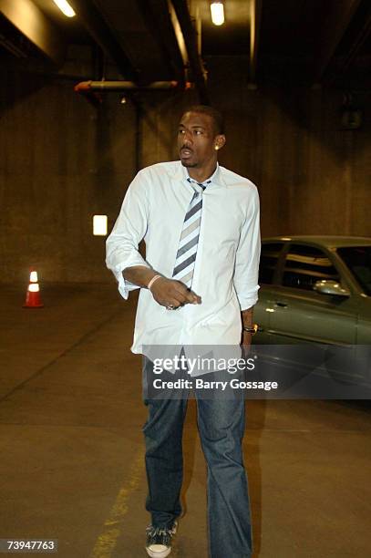 Amare Stoudemire arrives at U.S. Airways Center as the Phoenix Suns host the Los Angeles Lakers in Game One of the Western Conference Quarterfinals...