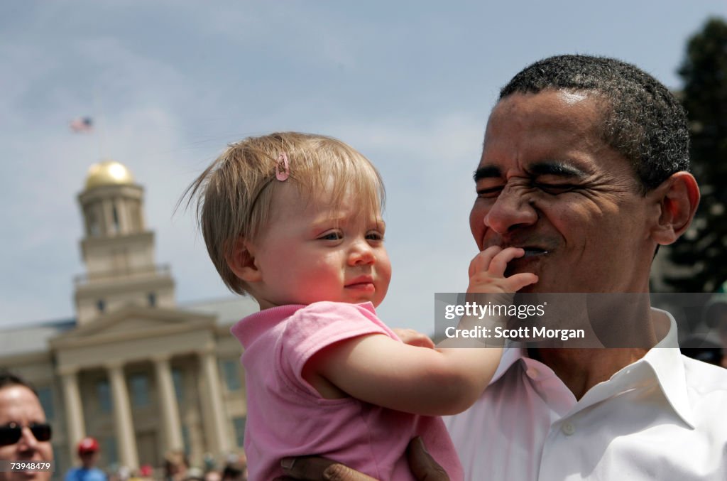 Barack Obama Holds Earth Day Rally In Iowa