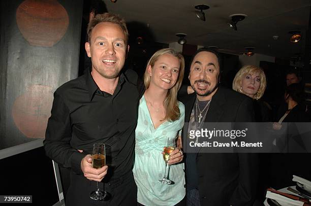 Actor Jason Donovan, his partner Angela Malloch and producer David Gest attend Gest's celebration for his new ITV1 reality show, "This Is David...