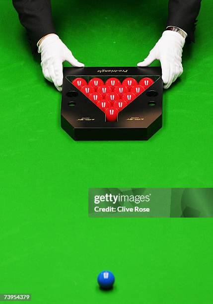 The balls are set prior to a frame break during the 888.com World Championship at the Crucible Theatre on April 23, 2007 in Sheffield, England.