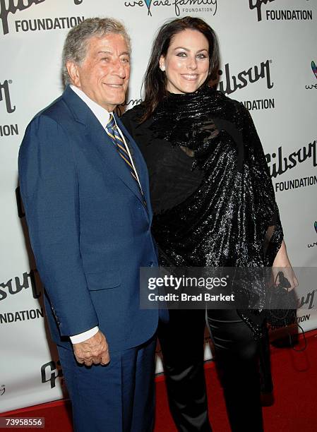 Tony Bennett and daughter Joanna Bennett arrives to the fifth annual We Are Family Celebration Gala at the Hammerstein Ballroom on April 23, 2007 in...