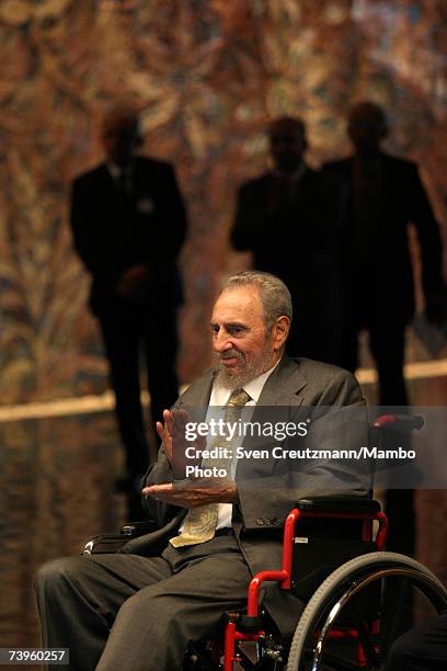 Cuban President Fidel Castro sits in the State Council prior to awarding China's President Hu Jintao the Jose Marti medal, Cuba's highest...