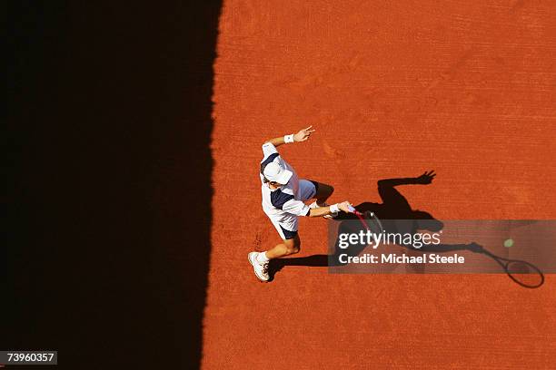 Carlos Berlocq of Argentina in action during his match against Boris Pashanski of Serbia on Day Two of the Open Seat 2007 at the Real Club de Tennis,...