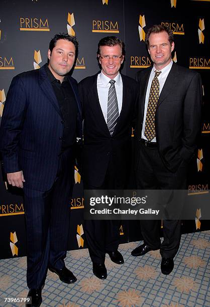 Actors Greg Grunberg, NBC's Kevin Reilly, and actor Jack Coleman arrive to the 11th annual PRISM Awards at the Beverly Hills Hotel April 24, 2007 in...