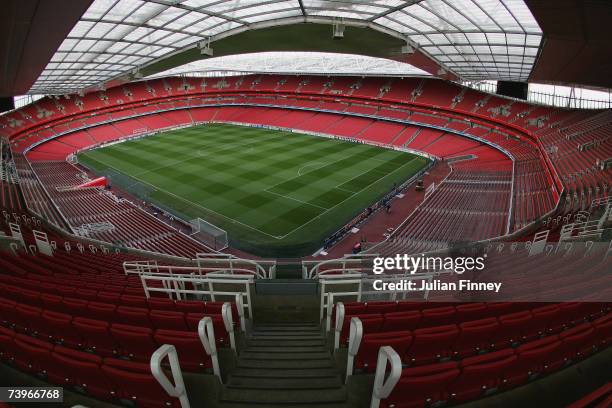 General view before the UEFA Champions League last 16 round match between Arsenal and PSV Eindhoven at The Emirates Stadium on March 7, 2007 in...