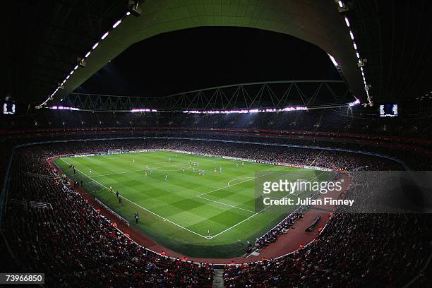 General view during the UEFA Champions League last 16 round match between Arsenal and PSV Eindhoven at The Emirates Stadium on March 7, 2007 in...