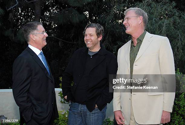 Jim Gentry, Interior Designer Michael S. Smith and Peter Siderias attends the Michael S. Smith Agraria Collection L.A Preview on April 24, 2007 in...