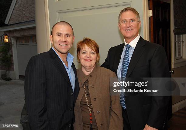 Frank Mastronuzzi, Jacqui Farina and Jim Gentry attends the Michael S. Smith Agraria Collection L.A Preview on April 24, 2007 in Los Angeles,...