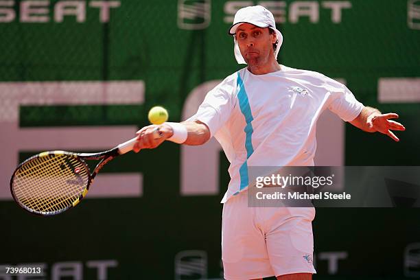 Felix Mantilla of Spain during his match against Carlos Moya of Spain during Day Three of the Open Seat 2007 at the Real Club de Tennis, April 25,...