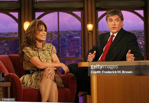 Paula Abdul and host Craig Ferguson speak during a segment of "The Late Late Show with Craig Ferguson" at CBS Television City on April 24, 2007 in...