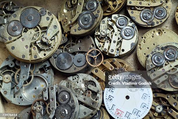 old watch parts - inside of a clock stock pictures, royalty-free photos & images