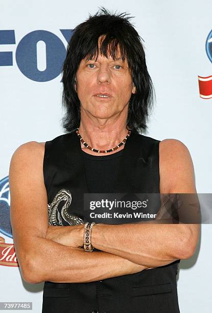 Musician Jeff Beck poses in the press room during the "American Idol Gives Back" held at the Walt Disney Concert Hall on April 25, 2007 in Los...