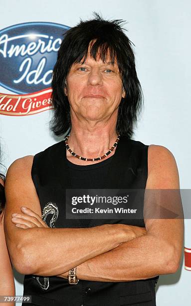 Musician Jeff Beck poses in the press room during the "American Idol Gives Back" held at the Walt Disney Concert Hall on April 25, 2007 in Los...