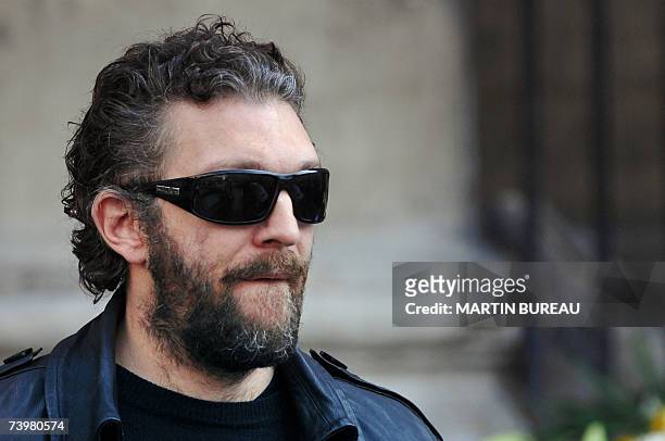 French actor Vincent Cassel leaves Saint-Eustache's church after the funeral of his father Jean-Pierre Cassel, 26 April 2007 in Paris. Cassel who...