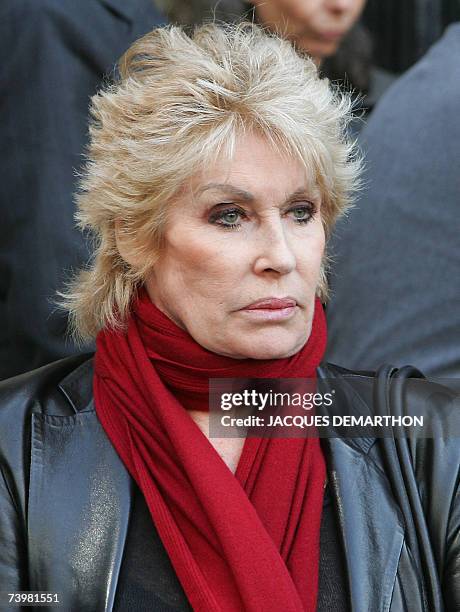 French actress Claire Maurier leaves Saint-Eustache's church after attending the funeral mass of French actor Jean-Pierre Cassel, 26 April 2007 in...