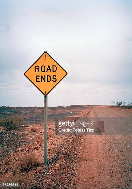 road ends warning sign - the end stock pictures, royalty-free photos & images