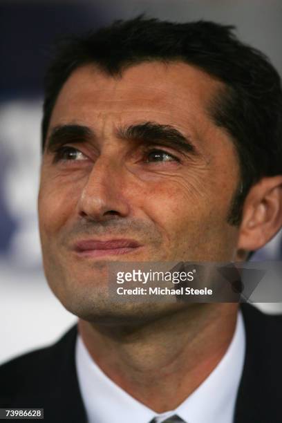 Ernesto Valverde Tejeror, coach of Espanyol during the UEFA Cup Semi-Final, 1st Leg match between Espanyol and Werder Bremen at the Estadi Olimpic on...