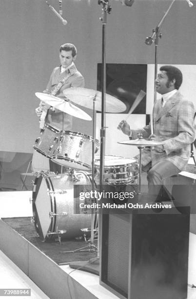 Booker T. Jones on the organ, guitarist Steve Cropper, bassist Donald "Duck" Dunn and drummer Al Jackson of the R&B band Booker T. & The M.G.'s...