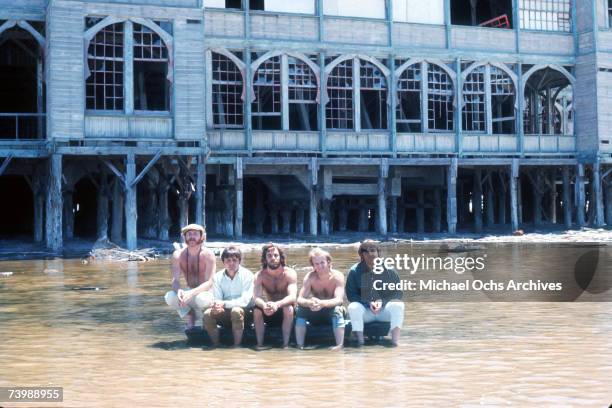 Rock and roll band "The Beach Boys" pose for a portrait on June 16, 1968 in Salt Lake City, Utah. Mike Love, Bruce Johnston, Dennis Wilson, Al...