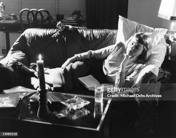 Swedish actress Ingrid Bergman relaxes at home during the run of her Broadway production of 'Joan of Lorraine' in 1946 in New York City, New York
