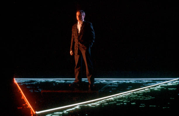 Pop singer Phil Collins records a music video in circa 1984.