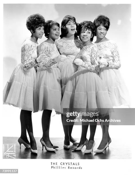 Girl group "The Crystals" including LaLa Brooks, Dolores "Dee Dee" Kinniebrew, Patricia Wright and Barbara Alston pose for a portrait in circa 1962...