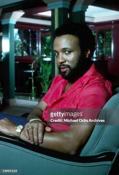 Singer and composer Andrae Crouch poses for a portrait at his home in October 1982.