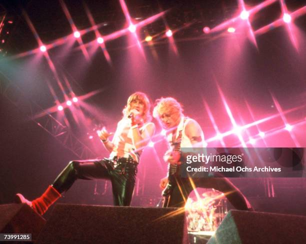 Def Leppard performing in concert in Rochester, New York.