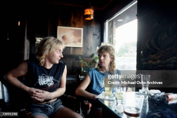Members of the band Def Leppard hanging out in 1986.