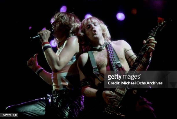 Rock band Def Leppard performing onstage in 1983.