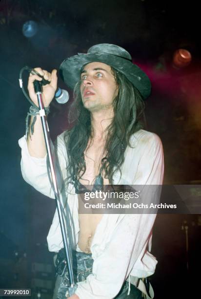 Singer Carl McCoy of the gothic rock band "Fields of Nephilim" performs onstage in circa 1988.