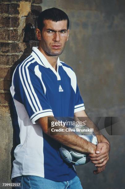 Zinedine Zidane of France and Juventus Football Club poses for a portrait for sports clothing & accessories company Adidas a on 21 September 1999 at...
