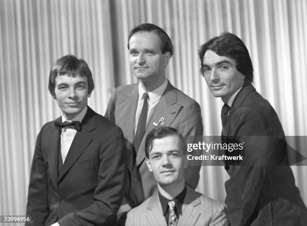 Photo by Maurice Seymour/Kraftwerk/Getty Images; NEW YORK German electronic group Kraftwerk pose for a portrait circa 1975 in New York City, New York.